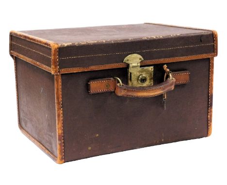 A vintage Replex canvas and tan leather case, 30cm high, 46.5cm wide, 37cm deep. 