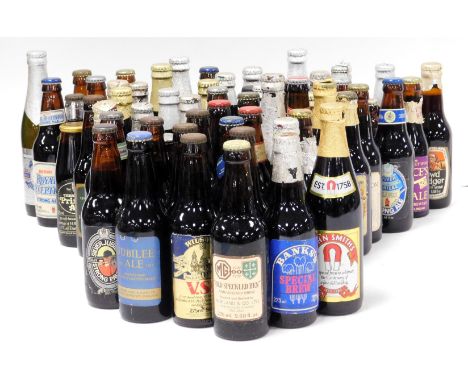 Two crates of vintage ales, including Ansells, Theakstons, Charles Wells, Jennings, Belle &amp; Crown, Joshua Tetley Wedding 