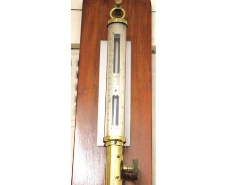 Gilt brass cased marine stick barometer by Alexander Wright & Co Limited, Westminster, London, mounted on a mahogany board, N