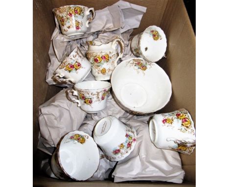 Shelley plain white tea service, H. Ainsley & Co part teaset and a Victorian floral decorated teaset 