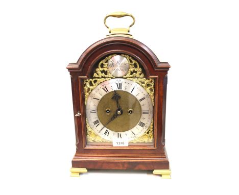 Good quality reproduction mahogany bracket clock with two train fusee movement, signed J. Moore, London, 34.5cms high (exclud