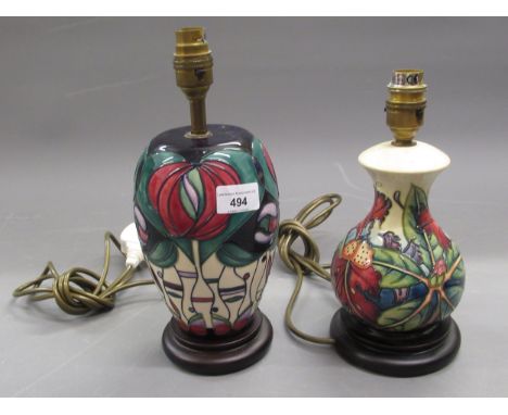 Modern Moorcroft oviform table lamp decorated with a Mackintosh inspired design, possibly by Rachael Bishop, 18cms high exclu