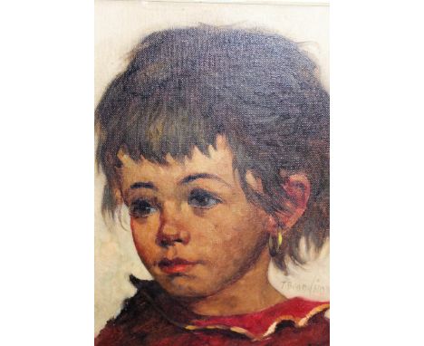 Jeanne Brandsma, oil on canvas, portrait of a girl, signed, 29cms x 23cms, framed 
