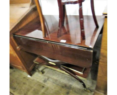 Mid 20th Century mahogany and brass mounted drinks / tea trolley, gilded composition wall bracket, brass lamp standard, metal