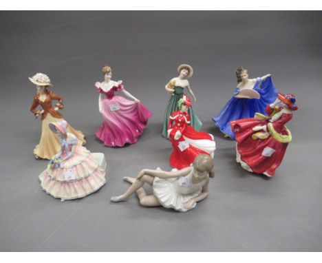 Collection of eight various Doulton, Coalport and Lladro figures 