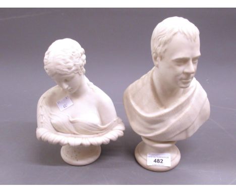 Two Parian ware busts of Clytie and Burns, 19cms and 24cms highBurns is marked R&LClytie is un-marked 