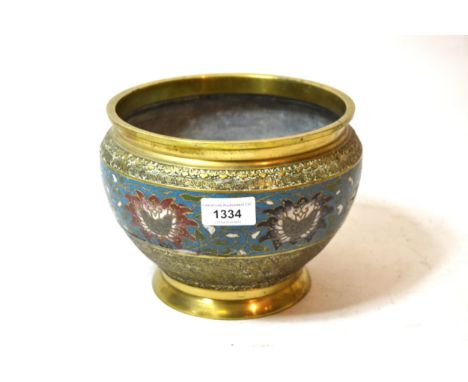 19th Century Chinese cloisonne decorated jardiniere, signed with seal mark to base, 16cms high x 22cms diameter 