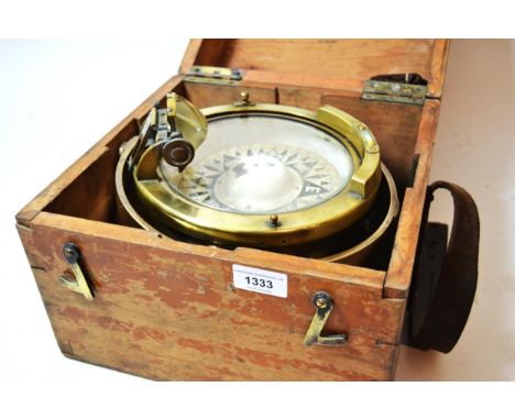 Early 20th Century ships brass binnacle compass by Heath & Co. Limited London 