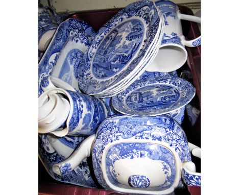 Large quantity of Copeland Spode blue and white Italian pattern transfer printed dinner, tea and breakfast wareAll the ones i