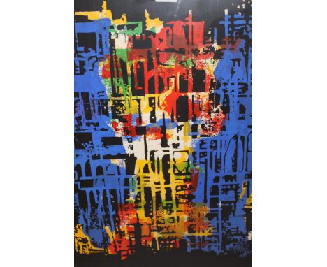Nessler, artist signed coloured lithograph, abstract study, 64cms x 47cms, framed 