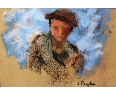 J. Pryde, signed pastel and charcoal portrait study, 18cms x 25.5cms 