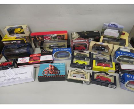 Large box containing a quantity of Corgi diecast and other model vehicles, in original boxes 