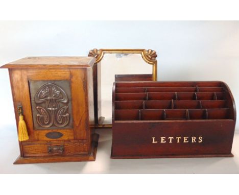 19th century mahogany waterfall desk to letter rack, inscribed 'Letters', 50cm wide; together with a further art nouveau smok