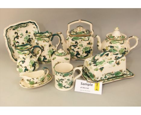 A quantity of Masons Chartreuse pattern wares, including cheese dish and cover, kettle, teapot, three graduated jugs, sauce b