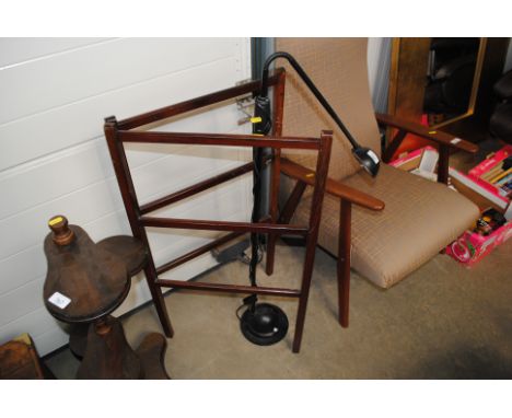 An adjustable reading light and a clothes airer  