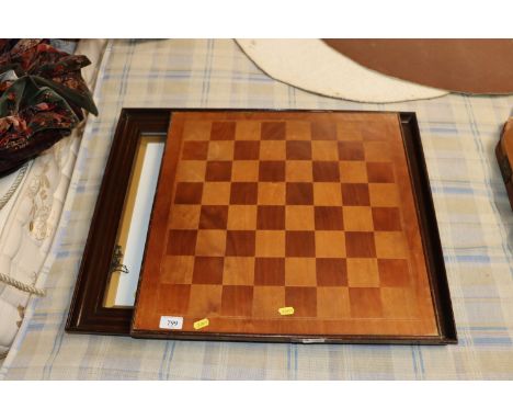 A wooden chess board, pencil signed limited edition print of Southwold and one other print 