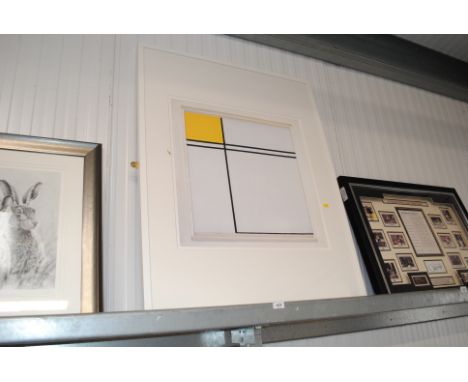 A modern art print contained in frame