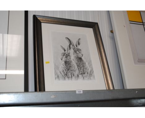 Nolon Stacey, pencil signed limited edition print 'Hares Keeping Watch'