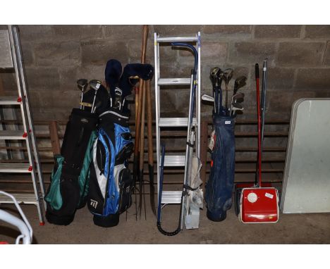 An aluminium loft ladder, hand rail etc.