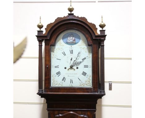 A George III walnut 8-day longcase clock, by Obadiah Coleman of Bristol, white painted dial with Roman numeral hours markers 