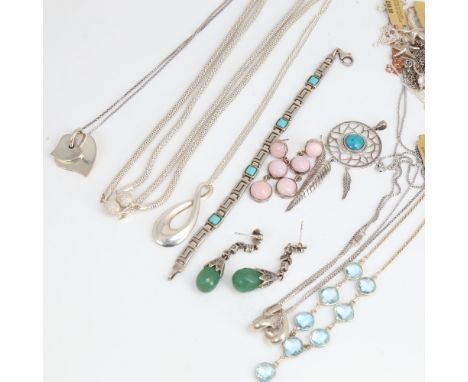 Various silver jewellery, including necklaces, earrings etc, 140g grossLot sold as seen unless specific item(s) requested 