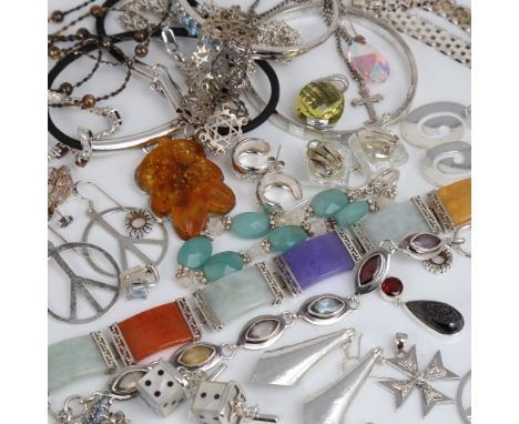 Various silver stone set jewellery, including bracelets, pendants etc, approx 270g grossLot sold as seen unless specific item