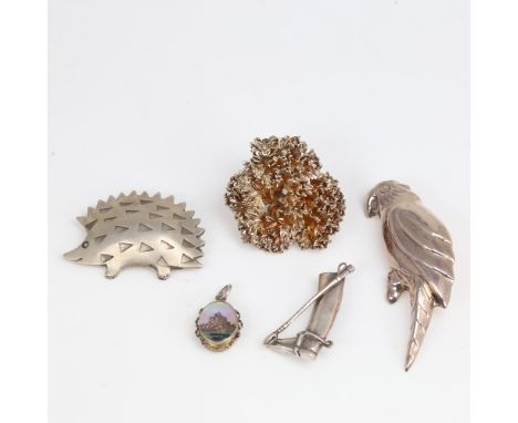 Various silver jewellery, including Flora Danica Eggert brooch, hedgehog brooch etcLot sold as seen unless specific item(s) r