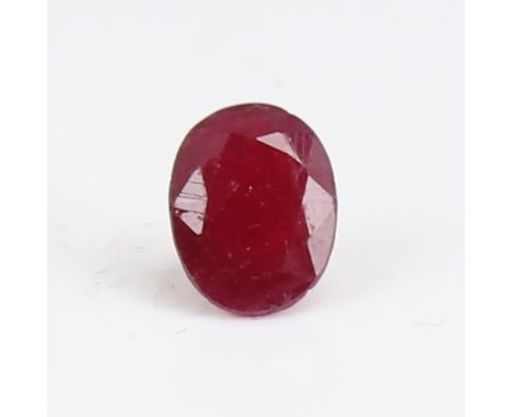 A 1.99ct unmounted oval mixed-cut African ruby, dimensions: 9.03mm x 6.90mm x 3.32mm, no indication of thermal enhancement, 0
