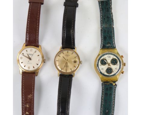 3 Vintage wristwatches, comprising Swatch, Ramona automatic, and Rotary automatic, both automatics working (3)All are general