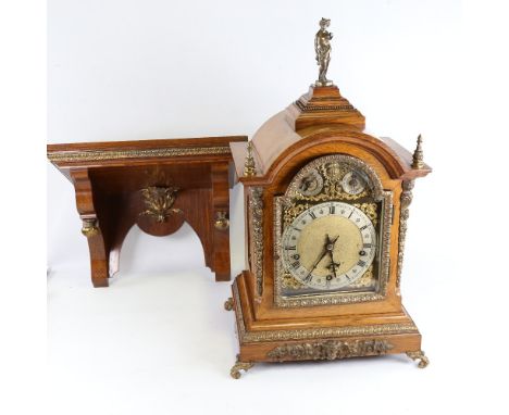 A late 19th/early 20th century German Winterhalder &amp; Hofmeier light oak-cased dome-top 8-day chiming bracket clock, gilt-