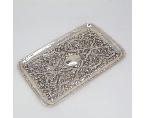 An Edwardian rectangular silver tray, allover relief embossed foliate decoration, by Williams Birmingham Ltd, hallmarks Birmi