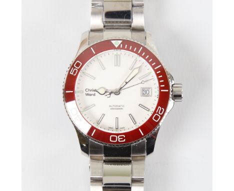 CHRISTOPHER WARD - a stainless steel C60 Trident Pro 600 automatic wristwatch, ref. C6038ADA2, circa 2020, white dial with ba