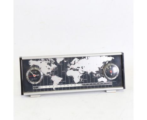 DERBY - a Vintage electronic world timer DC 2969 desk clock, with world timer tape, analogue clock and temperature gauge, wid