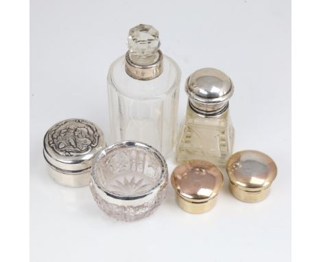 Various silver-topped dressing table jars, silver pillboxes etcLot sold as seen unless specific item(s) requested 