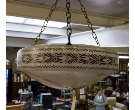 BROWN MARBELISED ART DECO LIGHT SHADE