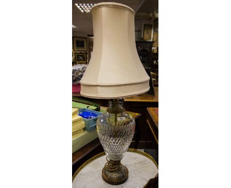 CUT GLASS TABLE LAMP + SHADE