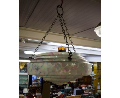 PINK + BLUE FLECK  ART DECO LIGHT SHADE