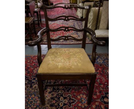 MAHOG. LADDER BACK CHAIR