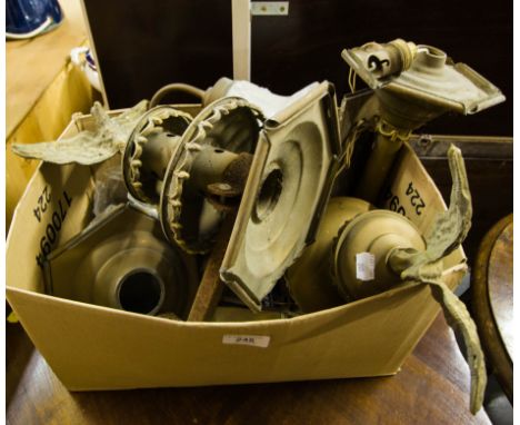 BOX OF OLD LIGHT FITTINGS