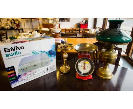 OIL LAMP, SCALES + TURNTABLE CONVERTER