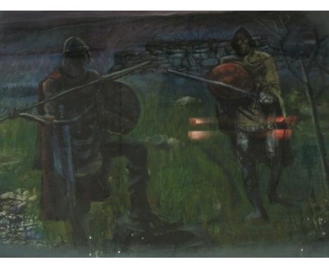 CHARLES CULLEN (born 1939)
Mixed Media The Warriors
Signed and Dated 1970
60cm x 72cm