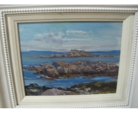 DIARMUID LARKIN IRISH SCHOOL
Rocky Seascape
Oil on Panel 
Signed Lower Right
18cm x 24cm