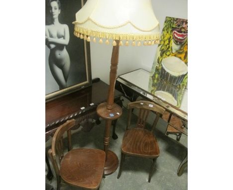 A PAIR OF BENTWOOD CHAIRS together with a beechwood floor standard lamp