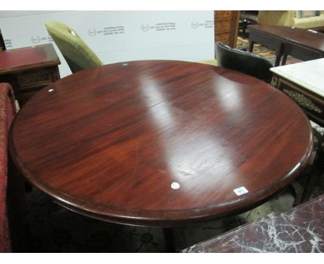 A VICTORIAN MAHOGANY POD TABLE the oval moulded top above a baluster column on tripod support with scroll toes and brass cast