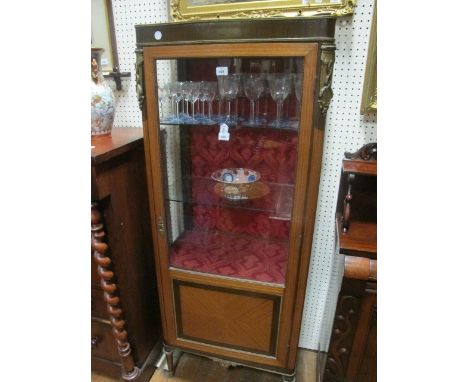 A CONTINENTAL KINGWOOD AND GILT BRASS MOUNTED CHINA DISPLAY CABINET the rectangular top with brass banding above a glazed and