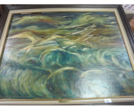 20TH CENTURY
Seascape with Sailing Boat and Gull in Flight
Oil on Canvas
Signed Lower Right Totheo Borloo
Dated
69cm x 88cm