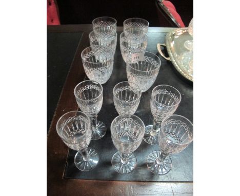 SIX GALWAY CRYSTAL WHISKEY GLASSES together with six sherry Galway glasses