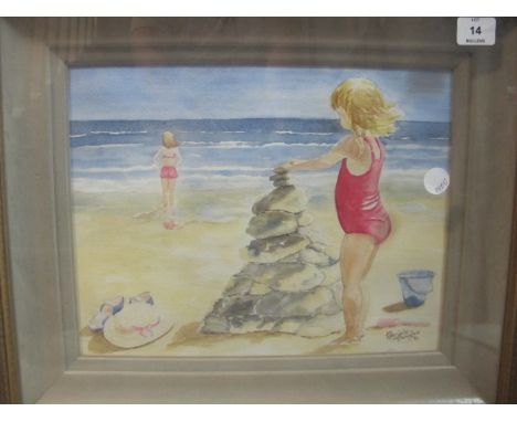 A COLLECTION OF PICTURES to include oil, beach scene with children, hunting print, vanity fair print together with four conti