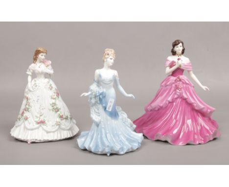 Three ceramic figures Coalport classic elegance 'true love' ladies of Fashion Debbie and a Royal Worcester Queen of Hearts li