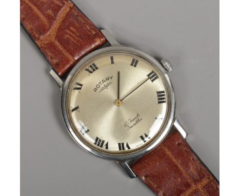 A Rotary manual wristwatch in stainless steel case, Roman numeral markers. 